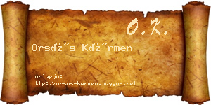 Orsós Kármen névjegykártya